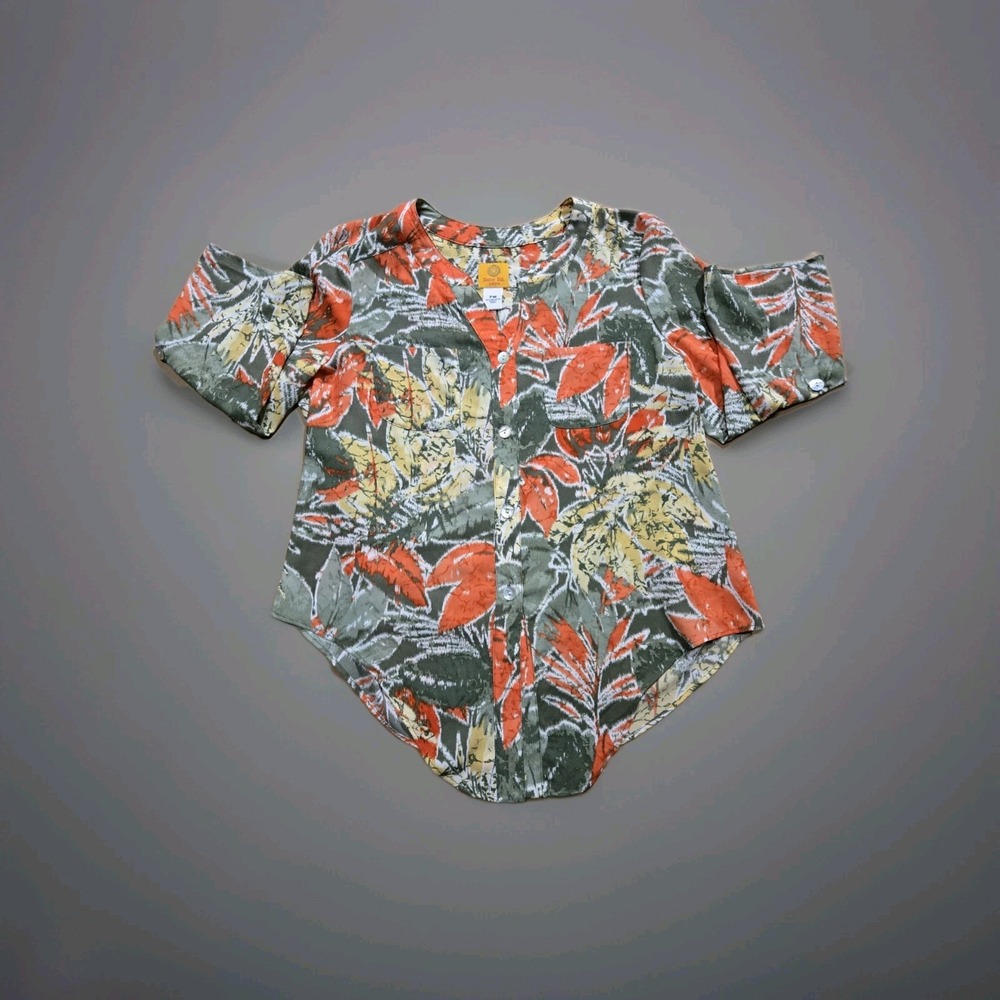 Ruby Rd Womens Blouse Top Hawaiian Button Down Petite‎ M